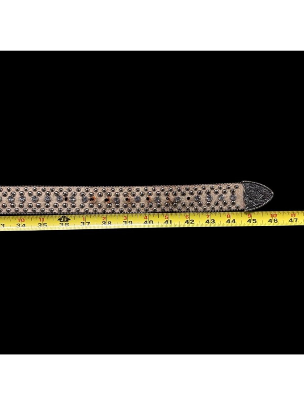 Vintage GUESS Embellished Rhinestone Studded Belt Ornate Buckle Western XL Y2K - Picture 9 of 10